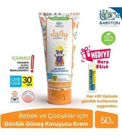 Babyton Bebek Ve Çocuklar İçin Günlük Güneş Koruyucu Krem 50 Ml