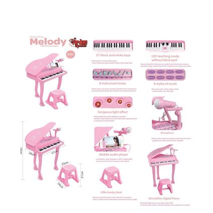 Bao-1403 0213  Mikrofonlu 37 Tuşlu Mp3 Çalar Büyük Pembe Piyano