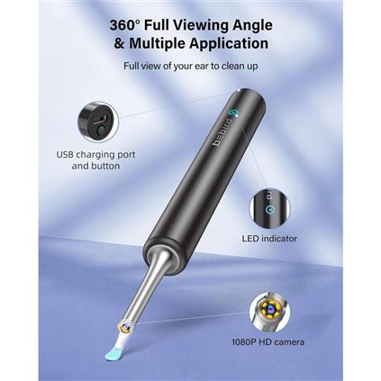 Bebırd T5 3MP Kamera 3.5MM Lens Şarjlı Wıfı Görüntülü Kulak Temizleyici Siyah Renk
