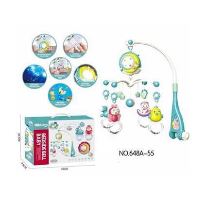 Bıb-648A-55 -Vardem Işıklı Müzikli Kumandalı Mavi Bebek Dönencesi