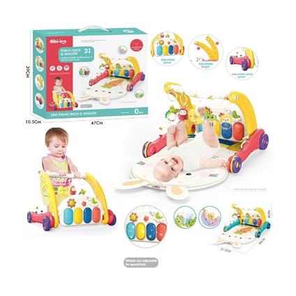 Bıb6016- Vardem Piyanolu Bebek Yürüteci Ve Tavşan Desenli Kırmızı Oyun Halısı  2 İn 1