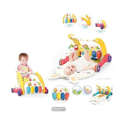 Bıb6016- Vardem Piyanolu Bebek Yürüteci Ve Tavşan Desenli Kırmızı Oyun Halısı  2 İn 1