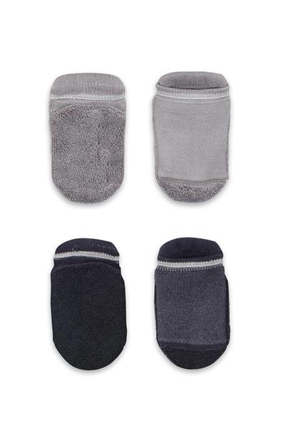Bistyle 2'Li Altı Havlu Sneakers Kaymaz Çorap 20501 Gri-Antrasit
