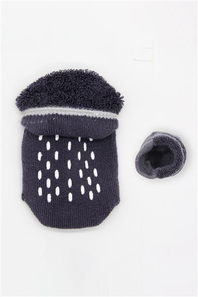 Bistyle 2'Li Altı Havlu Sneakers Kaymaz Çorap 20501 Gri-Antrasit