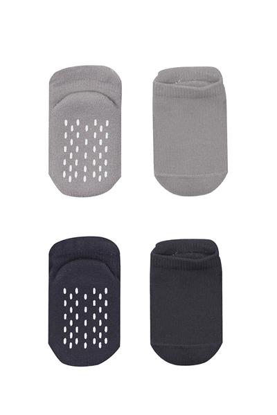 Bistyle 2'Li Altı Havlu Sneakers Kaymaz Çorap 20501 Gri-Antrasit