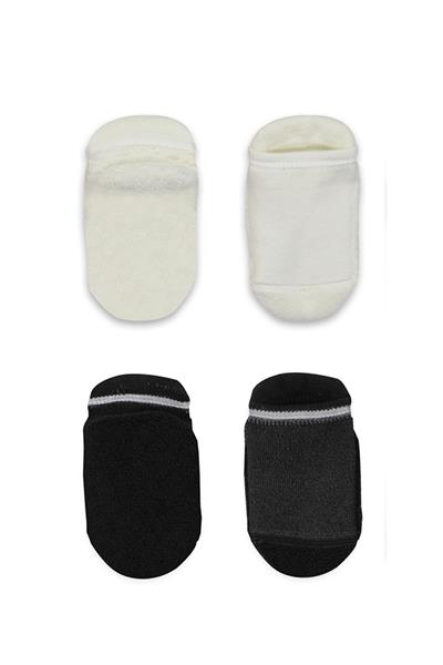 Bistyle 2'Li Altı Havlu Sneakers Kaymaz Çorap 20501 Siyah Ekru
