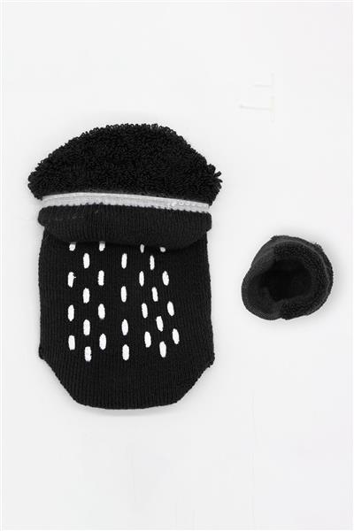 Bistyle 2'Li Altı Havlu Sneakers Kaymaz Çorap 20501 Siyah Ekru