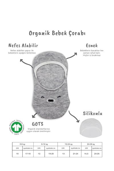 Bistyle 2'Li Babet Cute Face Penye Çorap 30103 Gri Beyaz