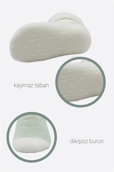 Bistyle 2'Li Havlu Soket Kaymaz Çorap 10504 Nil Ekru