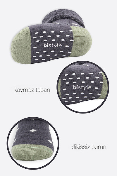 Bistyle 2Li Havlu Soket Kaymaz Point Boy 10506 Antrasit