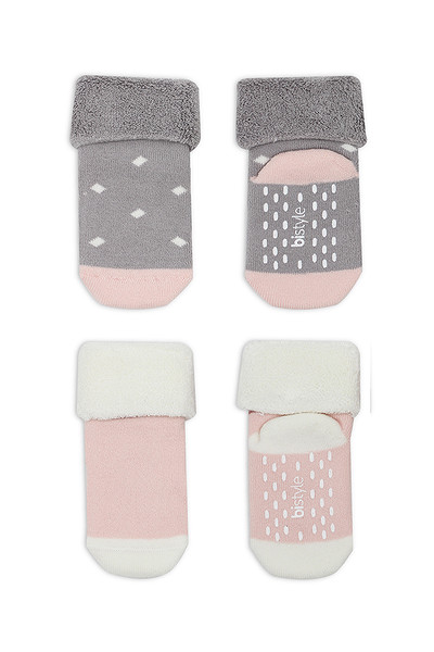 Bistyle 2Li Havlu Soket Kaymaz Point Girl 10505 Gri Pudra