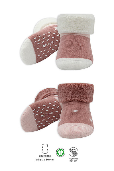 Bistyle 2Li Havlu Soket Kaymaz Point Girl 10505 Pudra Pembe