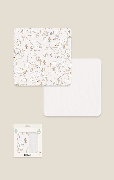 Bistyle 2Li Müslin Battaniye Little Elephant Kutulu 70141 75X75cm Beyaz