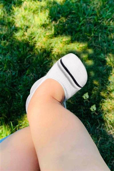 Bistyle 2'Li Penye Babet Silikon Çemberli Çorap 30102 Gri Beyaz