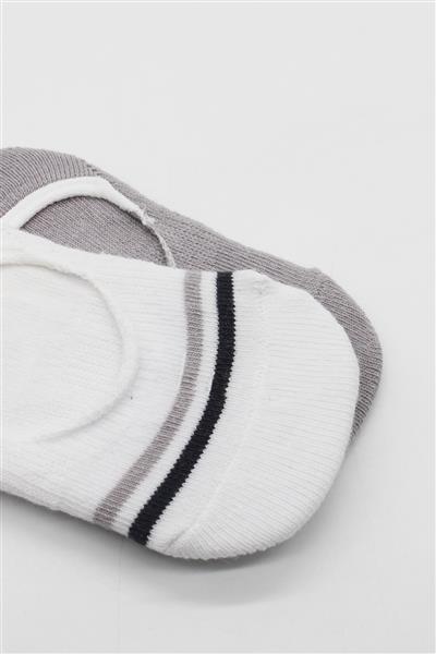 Bistyle 2'Li Penye Babet Silikon Çemberli Çorap 30102 Gri Beyaz