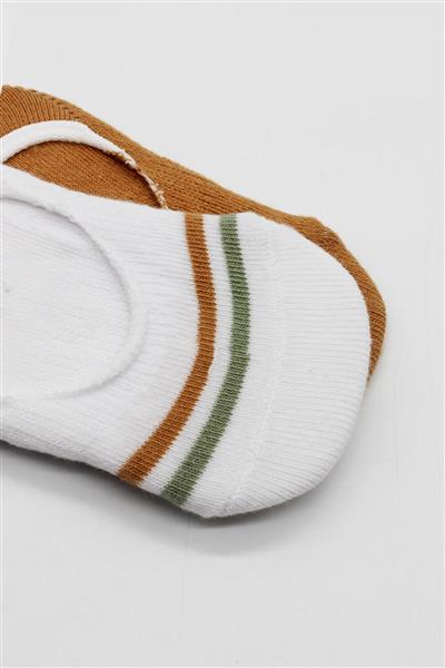 Bistyle 2'Li Penye Babet Silikon Çemberli Çorap 30102 Hardal Beyaz