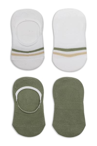 Bistyle 2'Li Penye Babet Silikon Çemberli Çorap 30102 Nil Beyaz