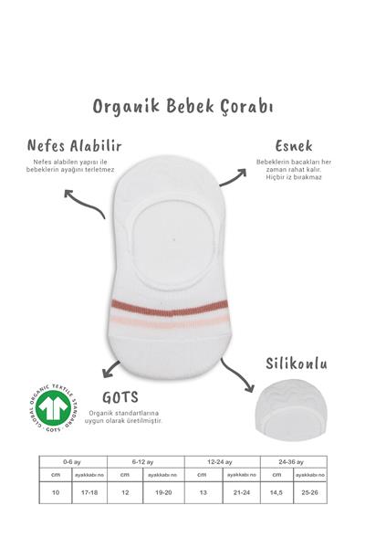 Bistyle 2'Li Penye Babet Silikon Çemberli Çorap 30102 Pudra Beyaz