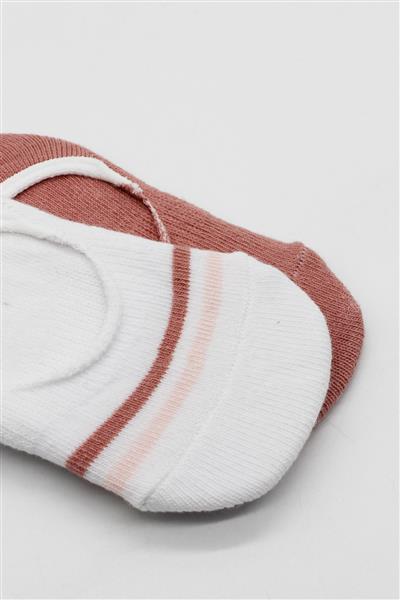 Bistyle 2'Li Penye Babet Silikon Çemberli Çorap 30102 Pudra Beyaz