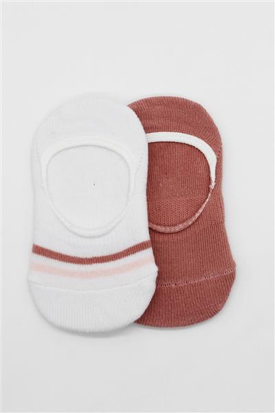 Bistyle 2'Li Penye Babet Silikon Çemberli Çorap 30102 Pudra Beyaz