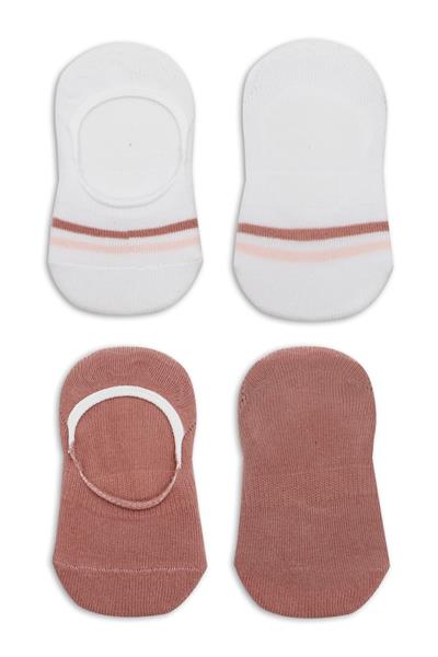 Bistyle 2'Li Penye Babet Silikon Çemberli Çorap 30102 Pudra Beyaz