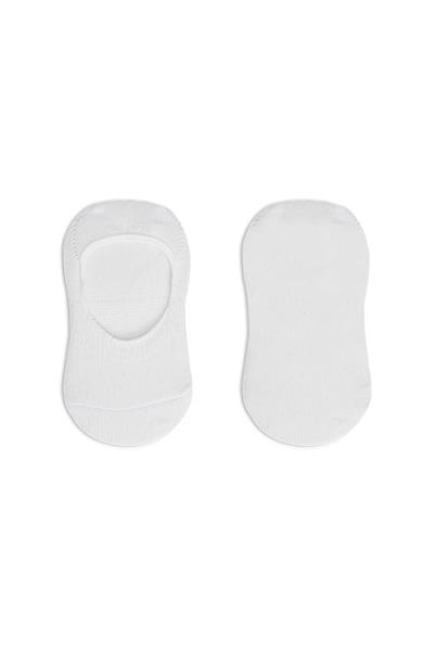 Bistyle 2'Li Penye Babet Silikonlu Basic Çorap 30104 Beyaz Beyaz