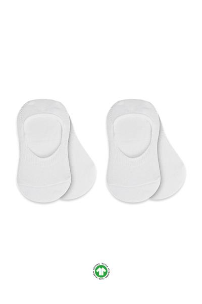 Bistyle 2'Li Penye Babet Silikonlu Basic Çorap 30104 Beyaz Beyaz