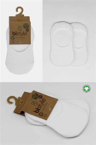 Bistyle 2'Li Penye Babet Silikonlu Basic Çorap 30104 Beyaz Beyaz