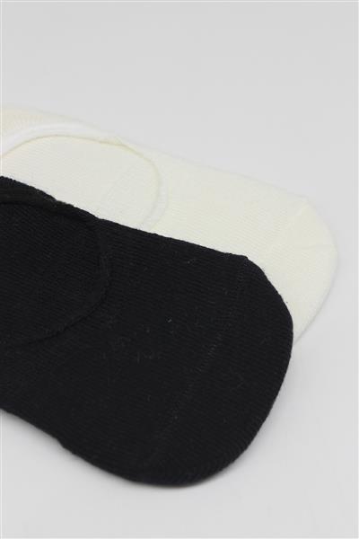 Bistyle 2'Li Penye Babet Silikonlu Basic Çorap 30104 Siyah Ekru