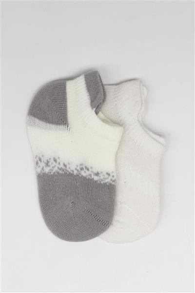 Bistyle 2'Li Penye Sneakers Çorap 20105 Ekru Gri