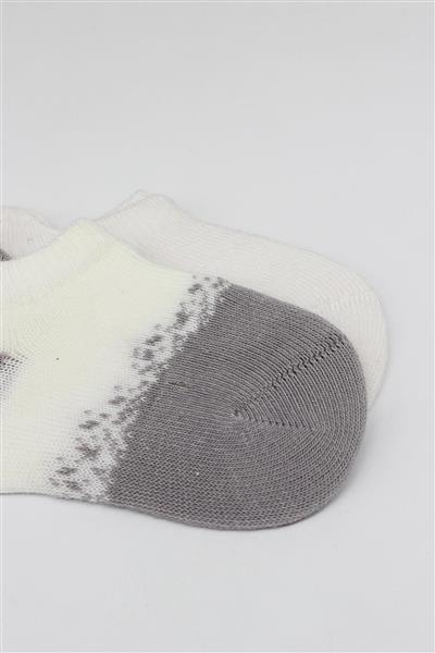 Bistyle 2'Li Penye Sneakers Çorap 20105 Ekru Gri