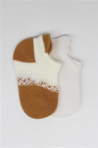 Bistyle 2'Li Penye Sneakers Çorap 20105 Ekru Hardal