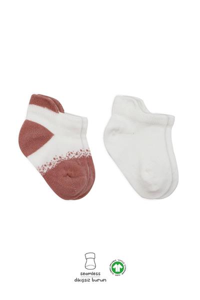 Bistyle 2'Li Penye Sneakers Çorap 20105 Ekru Pudra