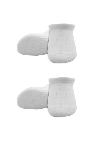 Bistyle 2'Li Sneakers Kaymaz Basic Penye Çorap 20103 Beyaz Beyaz