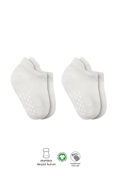 Bistyle 2'Li Sneakers Kaymaz Basic Penye Çorap 20103 Ekru Ekru