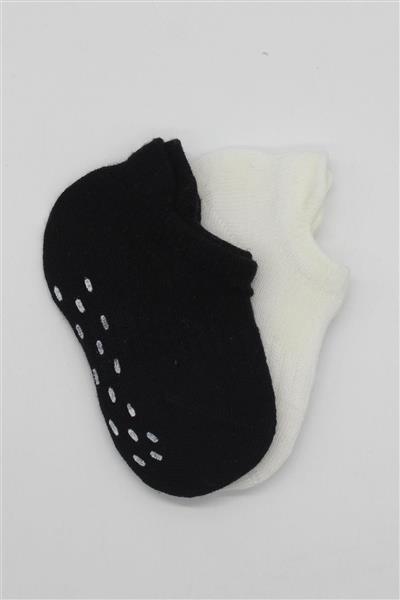 Bistyle 2'Li Sneakers Kaymaz Basic Penye Çorap 20103 Siyah Ekru