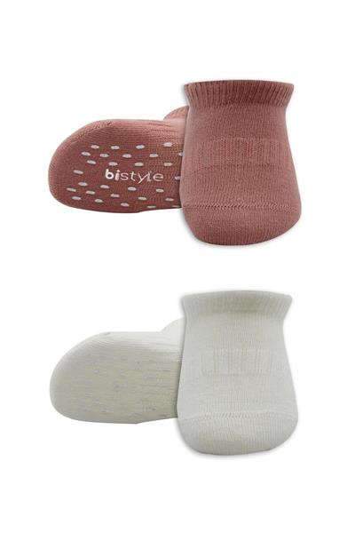 Bistyle 2'Li Sneakers Kaymaz Colours Penye Çorap 20104 Ekru Pudra