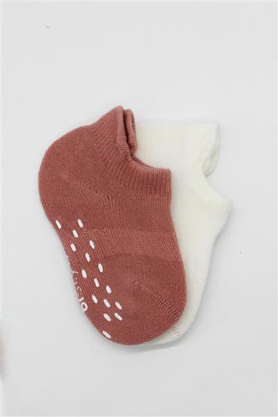 Bistyle 2'Li Sneakers Kaymaz Colours Penye Çorap 20104 Ekru Pudra