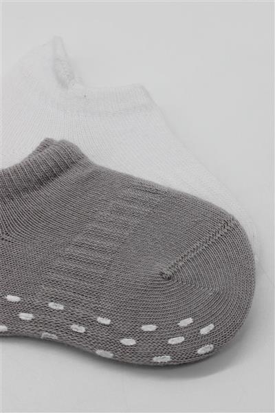 Bistyle 2'Li Sneakers Kaymaz Colours Penye Çorap 20104 Gri Beyaz
