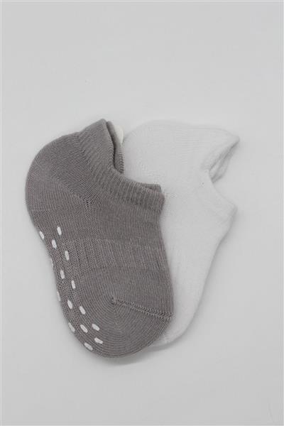 Bistyle 2'Li Sneakers Kaymaz Colours Penye Çorap 20104 Gri Beyaz