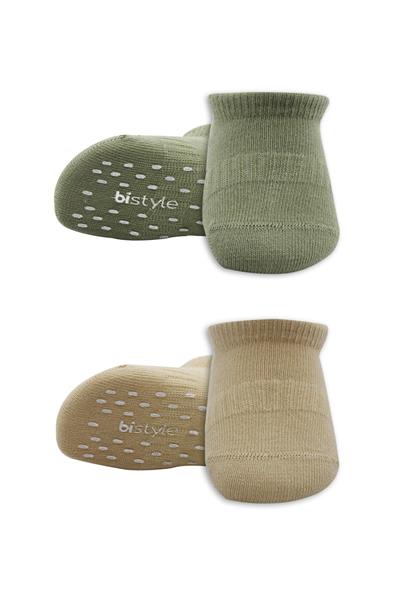 Bistyle 2'Li Sneakers Kaymaz Colours Penye Çorap 20104 Nil Bej