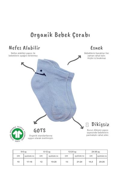 Bistyle 2'Li Sneakers Smile Penye Çorap 20106 Mavi Ekru