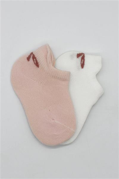 Bistyle 2'Li Sneakers Smile Penye Çorap 20106 Pembe Ekru
