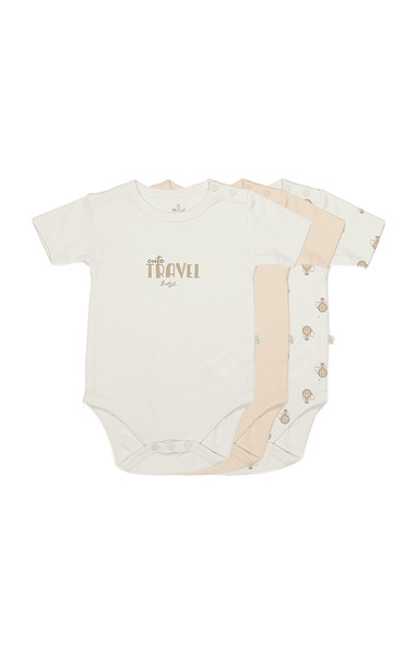 Bistyle 3Lü Body Yarım Kol Travel Clasic Kutulu 17162 Ekru