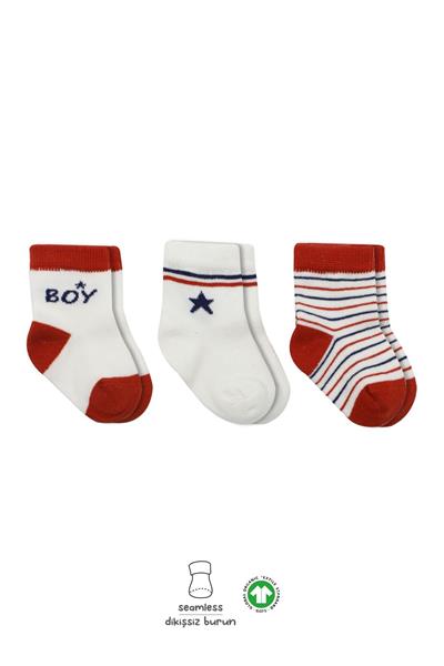 Bistyle 3'Lü Penye Boy And Girl Soket Çorap 10114 Kırmızı