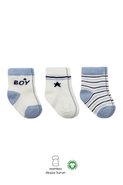 Bistyle 3'Lü Penye Boy And Girl Soket Çorap 10114 Mavi