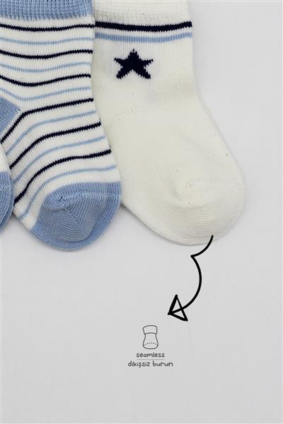 Bistyle 3'Lü Penye Boy And Girl Soket Çorap 10114 Mavi