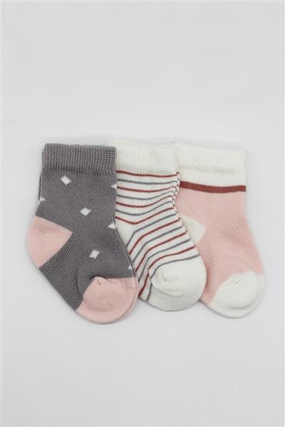 Bistyle 3Lü  Penye Kız Soket Çorap 10112 Gri