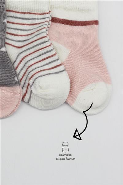 Bistyle 3Lü  Penye Kız Soket Çorap 10112 Gri