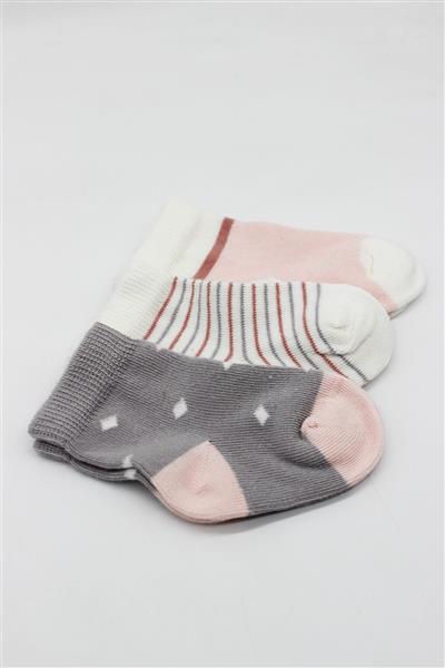 Bistyle 3Lü  Penye Kız Soket Çorap 10112 Gri